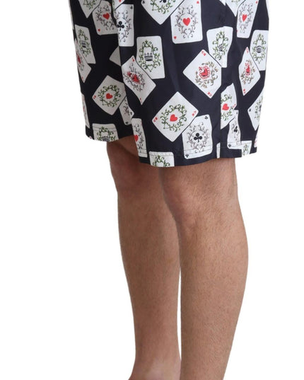 Dolce & Gabbana Black Card Deck Print Beachwear Swimshorts