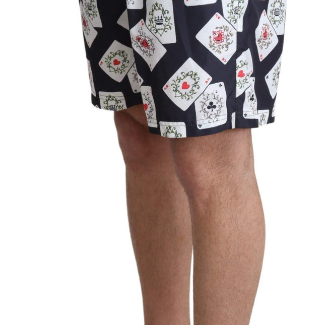Dolce & Gabbana Black Card Deck Print Beachwear Swimshorts