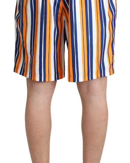 Dolce & Gabbana Multicolor Striped Beachwear Swimshorts