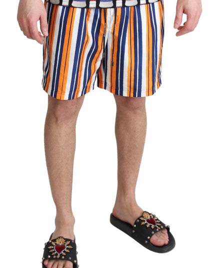 Dolce & Gabbana Multicolor Striped Beachwear Swimshorts