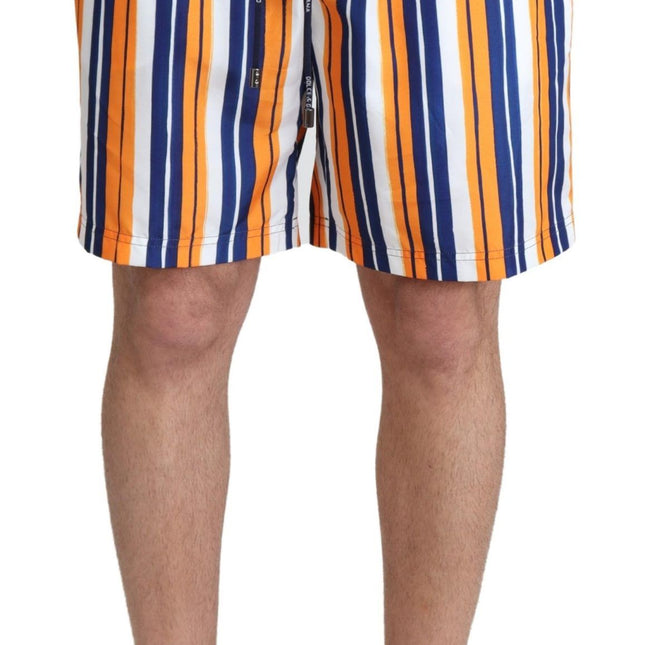 Dolce & Gabbana Multicolor Striped Beachwear Swimshorts