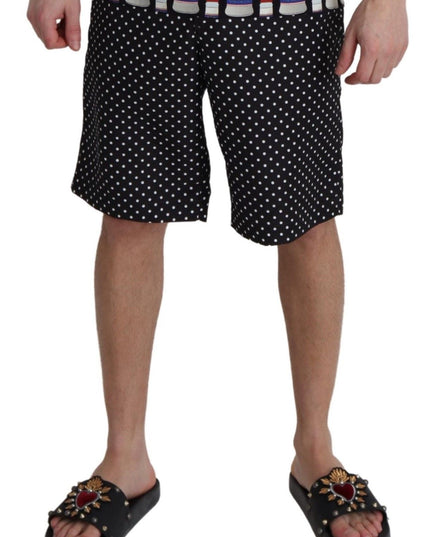 Dolce & Gabbana Black Polka Dots Beachwear Shorts Swimwear