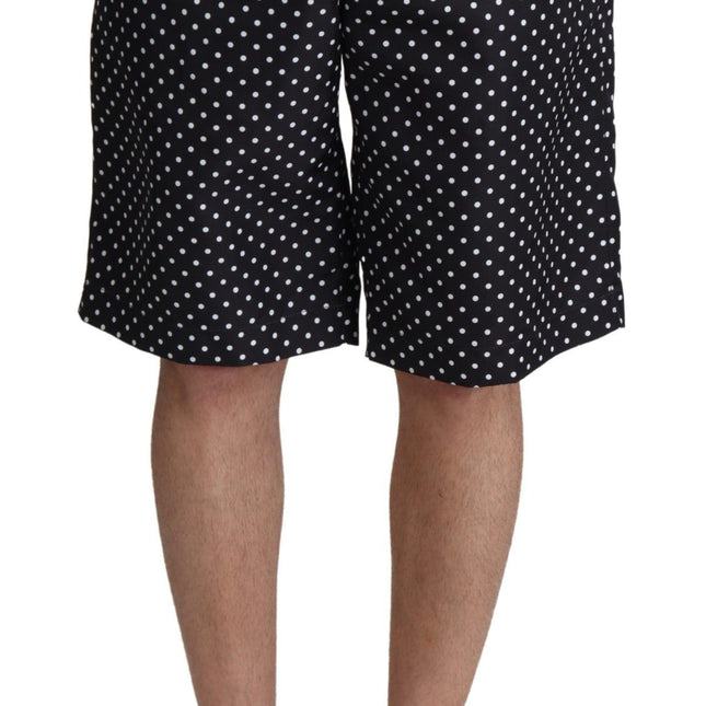 Dolce & Gabbana Black Polka Dots Beachwear Shorts Swimwear