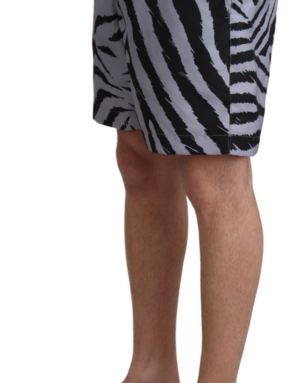 Dolce & Gabbana Gray Zebra Print Beachwear Shorts