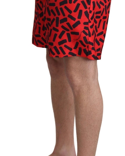 Dolce & Gabbana Red Patterned Beachwear Shorts Swimwear