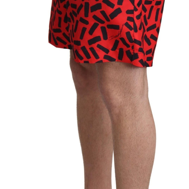 Dolce & Gabbana Red Patterned Beachwear Shorts Swimwear