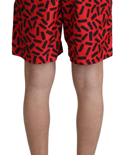 Dolce & Gabbana Red Patterned Beachwear Shorts Swimwear