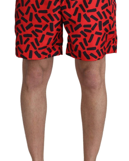 Dolce & Gabbana Red Patterned Beachwear Shorts Swimwear