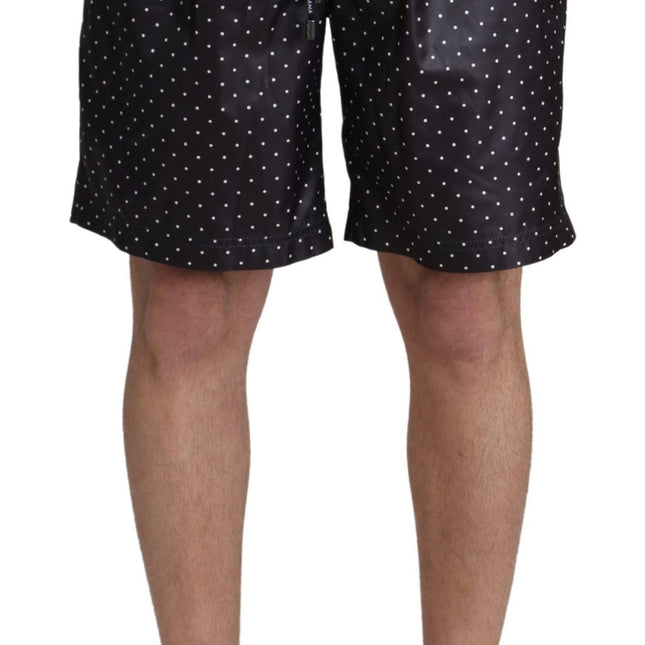 Dolce & Gabbana Black Polka Dot Print Beachwear Swimwear