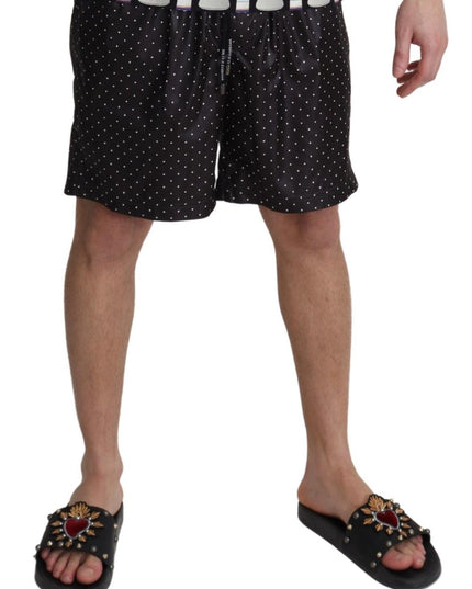 Dolce & Gabbana Black Polka Dot Print Beachwear Swimwear