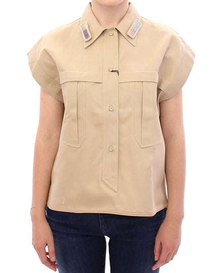 Andrea Incontri Beige Sleeveless Blouse Top