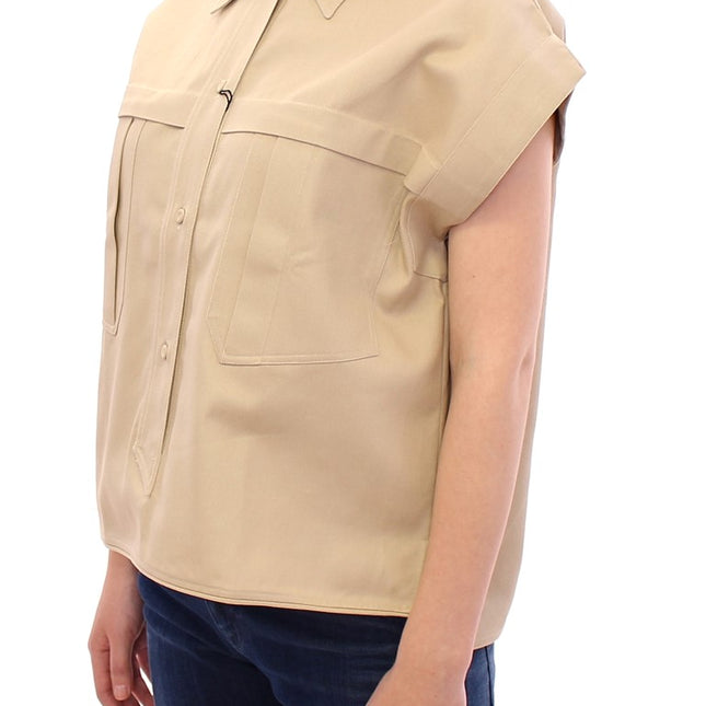 Andrea Incontri Beige Sleeveless Blouse Top