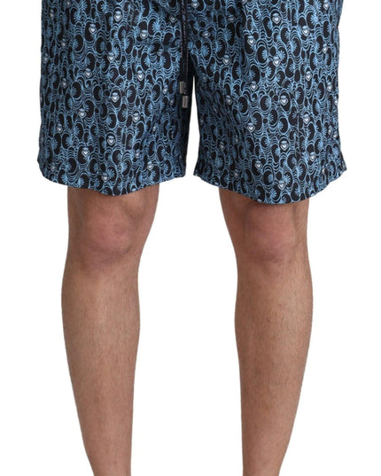 Dolce & Gabbana Blue Patterned Print Beachwear Shorts Swimwear