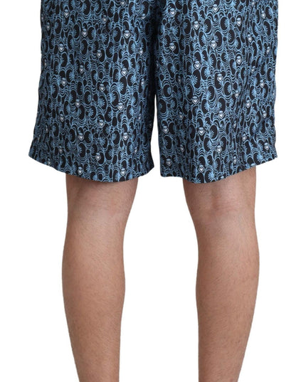Dolce & Gabbana Blue Patterned Print Beachwear Shorts Swimwear