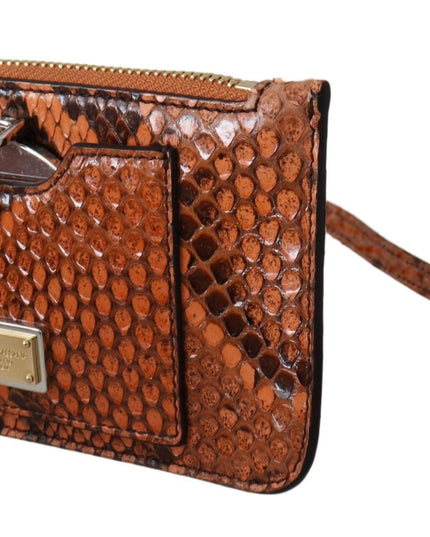 Dolce & Gabbana Brown Leather Coin Purse Wristlet Mirror AGNESE Wallet