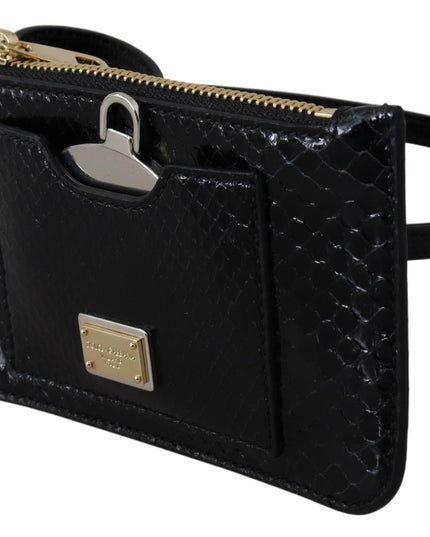 Dolce & Gabbana Black Leather Coin Purse Wristlet Mirror Agnese Wallet