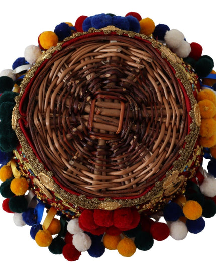 Dolce & Gabbana Multicolor Cotton Embellished Agnese Basket Tote Bag