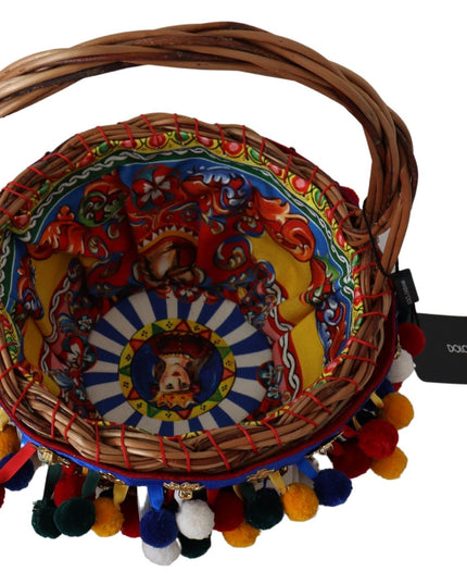 Dolce & Gabbana Multicolor Cotton Embellished Agnese Basket Tote Bag