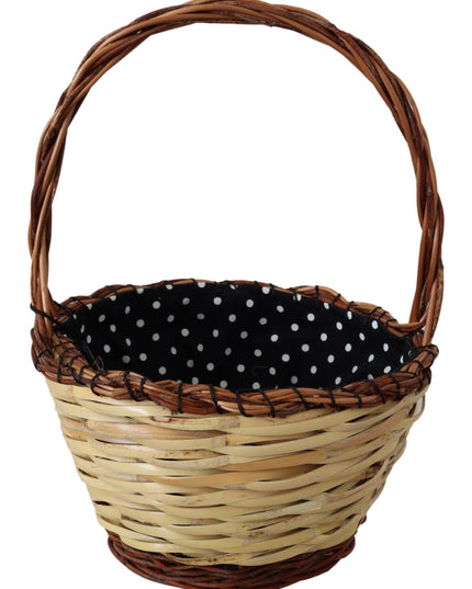 Dolce & Gabbana Beige Wood Wicker Rattan Basket Tote Bag