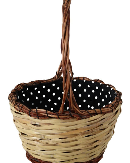 Dolce & Gabbana Beige Wood Wicker Rattan Basket Tote Bag