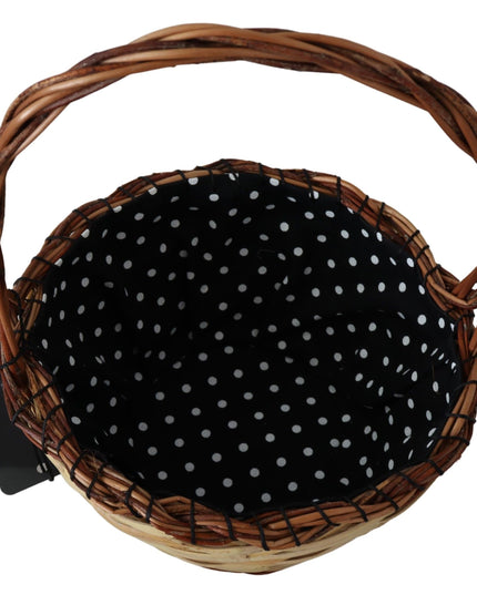 Dolce & Gabbana Beige Wood Wicker Rattan Basket Tote Bag