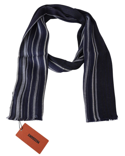 Missoni Multicolor Wool Striped Unisex Wrap Fringes Shawl