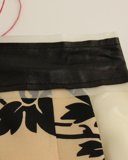 Caterina Gatta Beige Floral Print Silk Mini Skirt