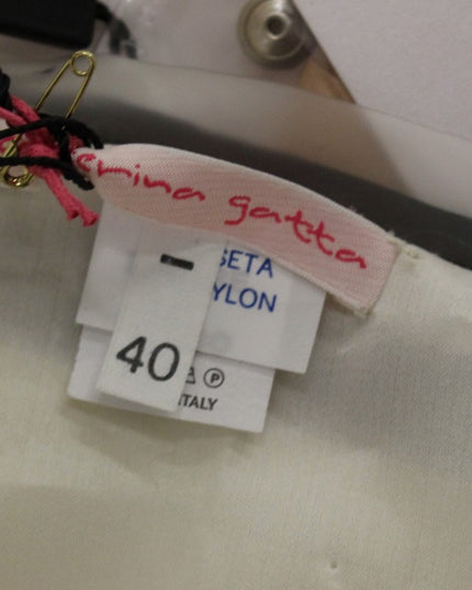 Caterina Gatta Beige Floral Print Silk Mini Skirt