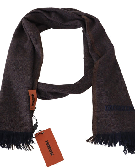Missoni Brown 100% Cashmere Unisex Neck Wrap Fringes Scarf