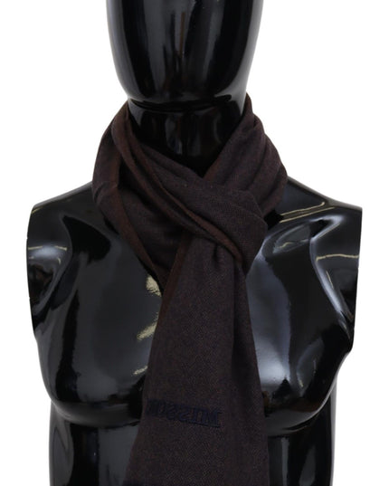 Missoni Brown 100% Cashmere Unisex Neck Wrap Fringes Scarf
