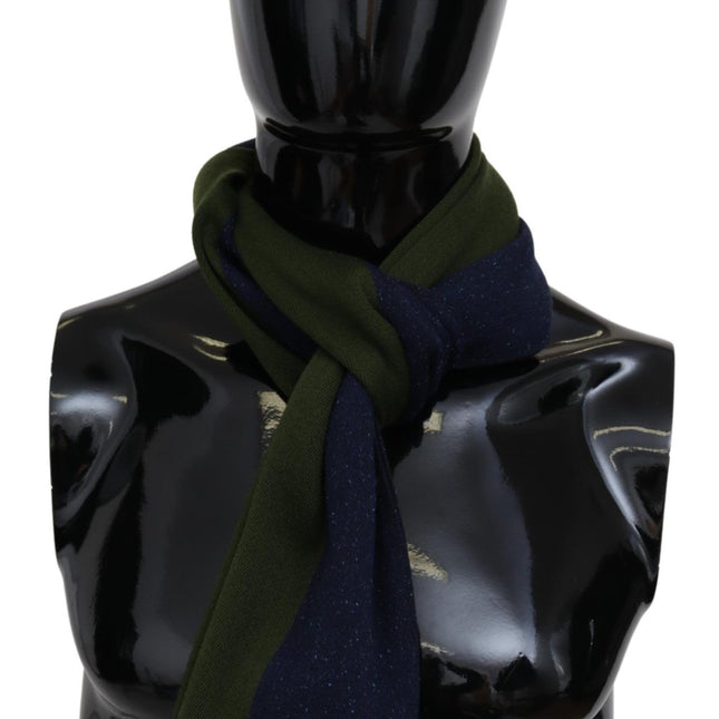 Missoni Green Striped Wool Unisex Neck Wrap Shawl Blue