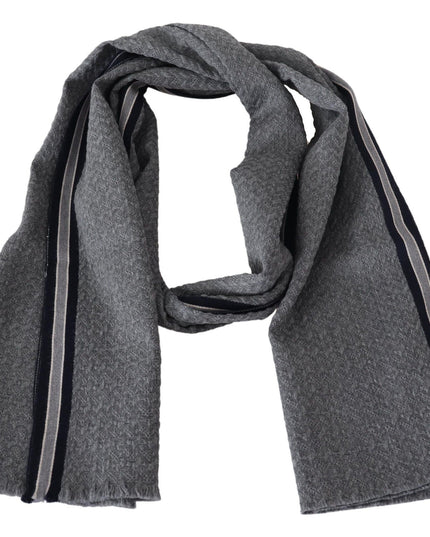 Missoni Gray Stripes Pattern 100% Wool Unisex Neck Wrap Scarf