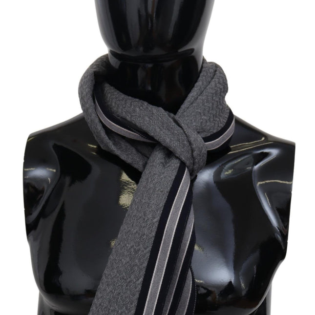 Missoni Gray Stripes Pattern 100% Wool Unisex Neck Wrap Scarf