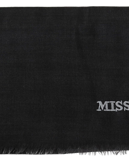 Missoni Gray Wool Unisex Neck Wrap Shawl Fringes Logo Scarf