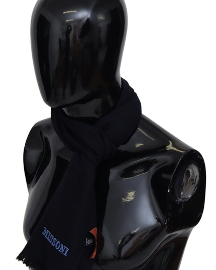 Missoni Black 100% Wool Knit Unisex Neck Wrap Shawl Scarf