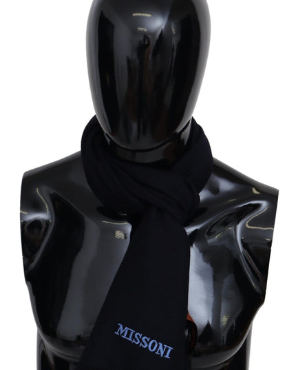 Missoni Black 100% Wool Knit Unisex Neck Wrap Shawl Scarf