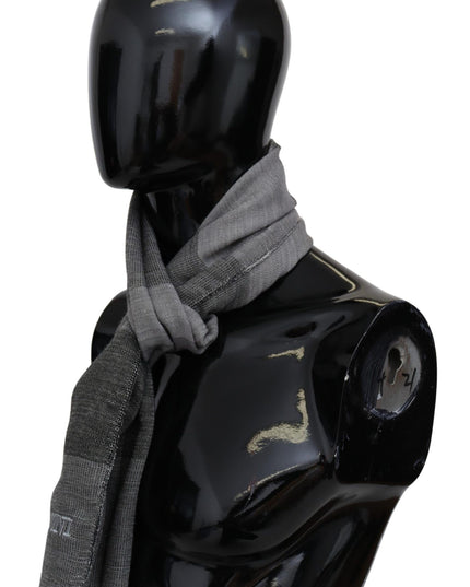 Missoni Gray Striped Wool Unisex Neck Wrap Fringes Scarf