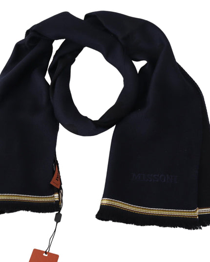Missoni Black 100% Wool Unisex Neck Wrap Fringes Scarf