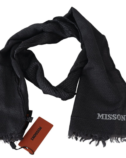 Missoni Black Wool Knit Unisex Neck Wrap Scarf