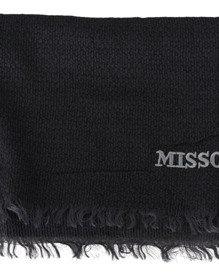 Missoni Black Wool Knit Unisex Neck Wrap Scarf