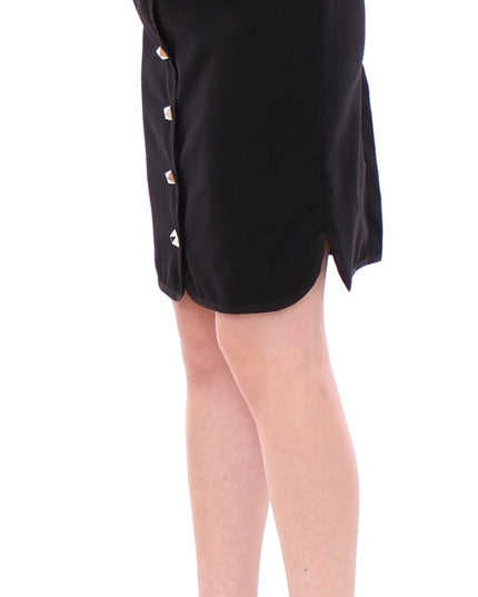 Corrado De Biase Black Metal Buttons Cotto Wool Skirt