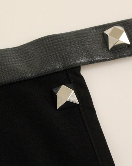 Corrado De Biase Black Metal Buttons Cotto Wool Skirt