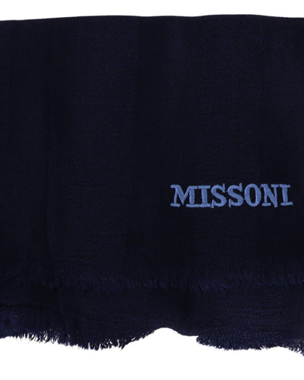 Missoni Blue Wool Knit Unisex Neck Wrap Scarf