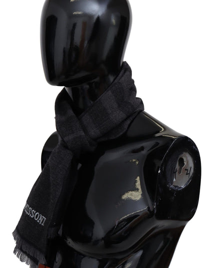 Missoni Black Striped Wool Unisex Neck Wrap Scarf