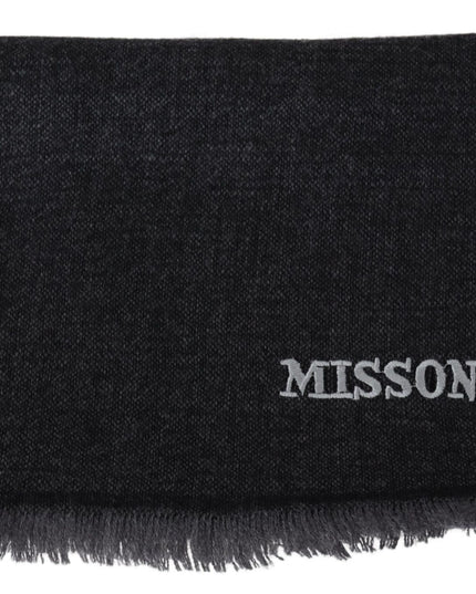 Missoni Black Striped Wool Unisex Neck Wrap Scarf