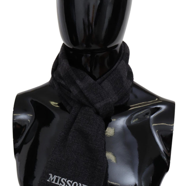Missoni Black Striped Wool Unisex Neck Wrap Scarf