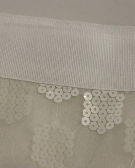 Koonhor White Sequined Straight Pencil Skirt