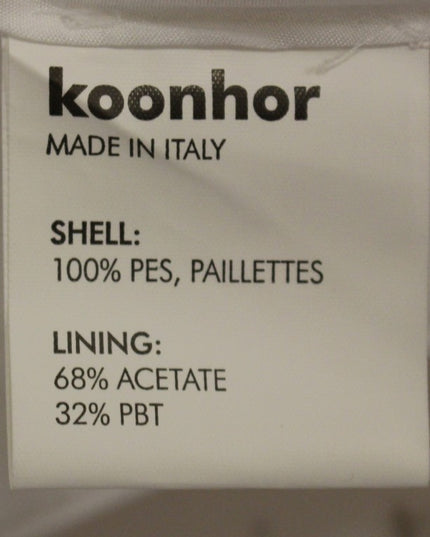 Koonhor White Sequined Straight Pencil Skirt