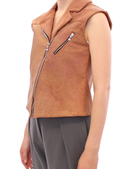 La Maison du Couturier Brown Leather Jacket Vest