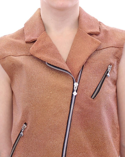 La Maison du Couturier Brown Leather Jacket Vest